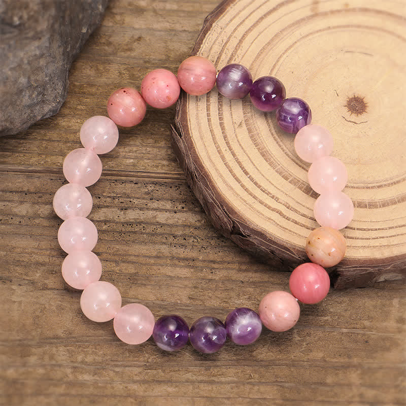 KarmaRipple's 108 Mala Beadwork Amethyst Rose Quartz Spiritual Balancing Tassel Bracelet p5