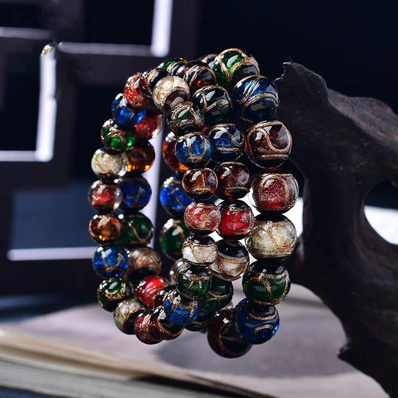 KarmaRipple's Colorful Liuli Glass Bead Fortune Bracelet p2