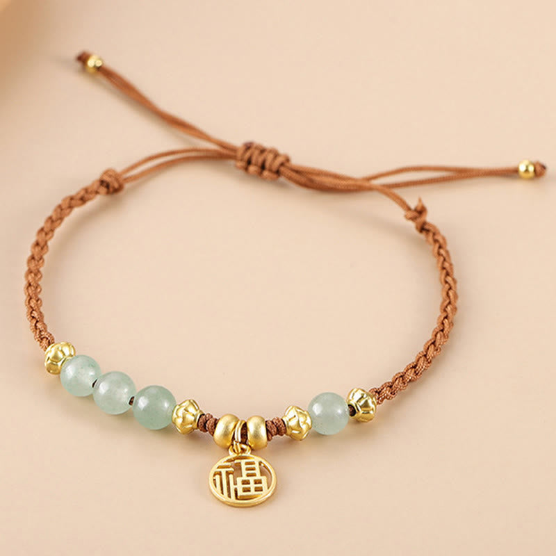 KarmaRipple's Jade Beadwork Fu Character Blessing Rope Bracelet p4