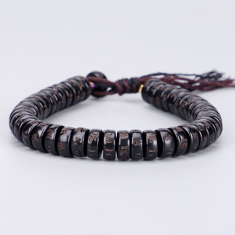 KarmaRipple's Tibetan Coconut Shell Beadwork Engraved Om Mani Padme Hum Mantra Positive String Bracelet p6