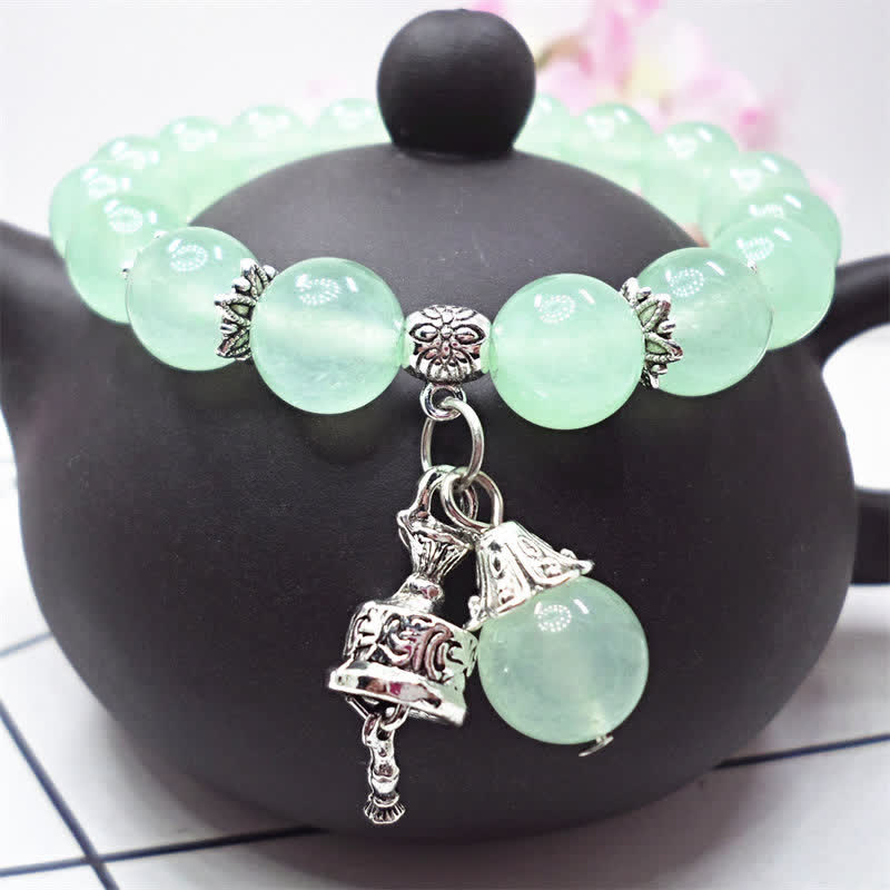 KarmaRipple's Vintage Gemstone Chalcedony Stone Energy Beaded Bell Talisman Bracelet p8