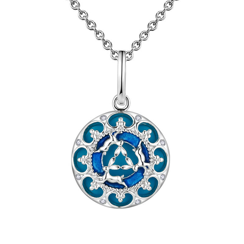KarmaRipple's 925 Sterling Silver Round Turquoise Three Rabbits Balance Pendant Necklace p5