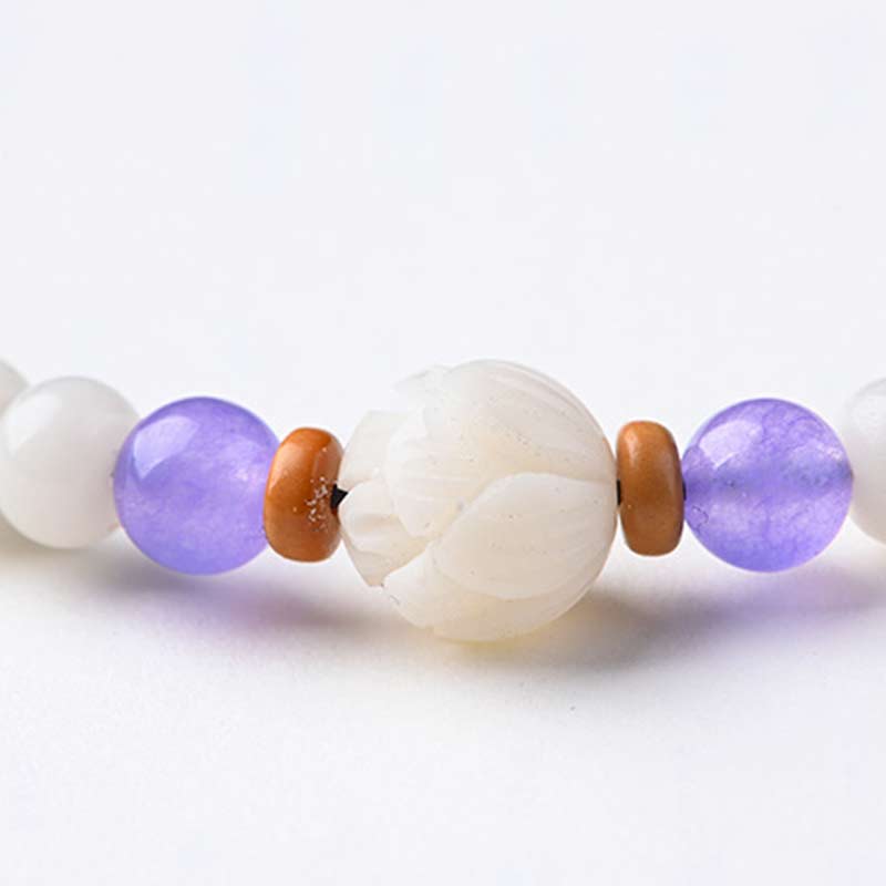 KarmaRipple's Tibetan Ivory Jade Bodhi Lotus Blessing Bracelet p18