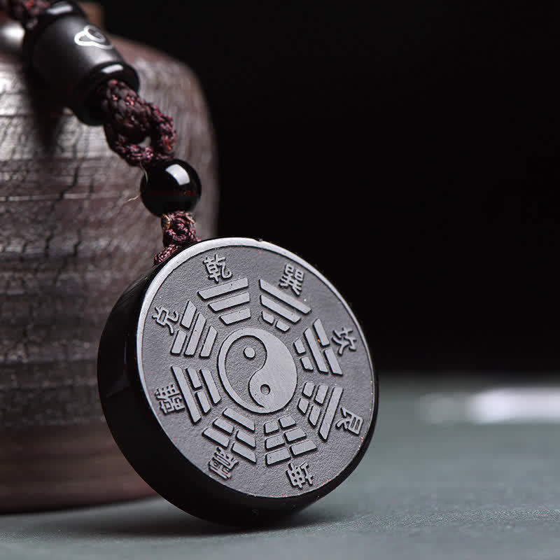 KarmaRipple's Black Obsidian Bagua Yin Yang Strength Pendant Necklace p1