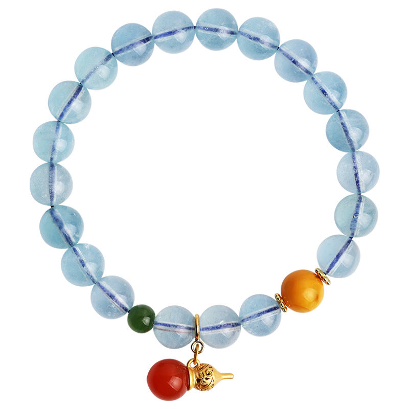 KarmaRipple's Aquamarine Red Agate Peace Gourd Talisman Bracelet p16