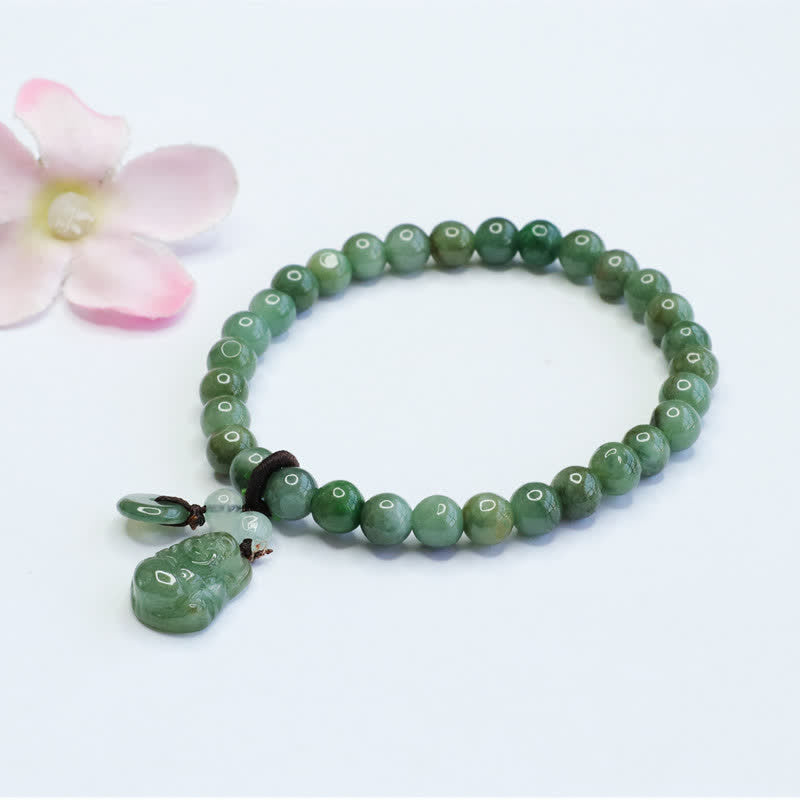 KarmaRipple's Laughing Buddha Cyan Jade Balancing Bracelet p8