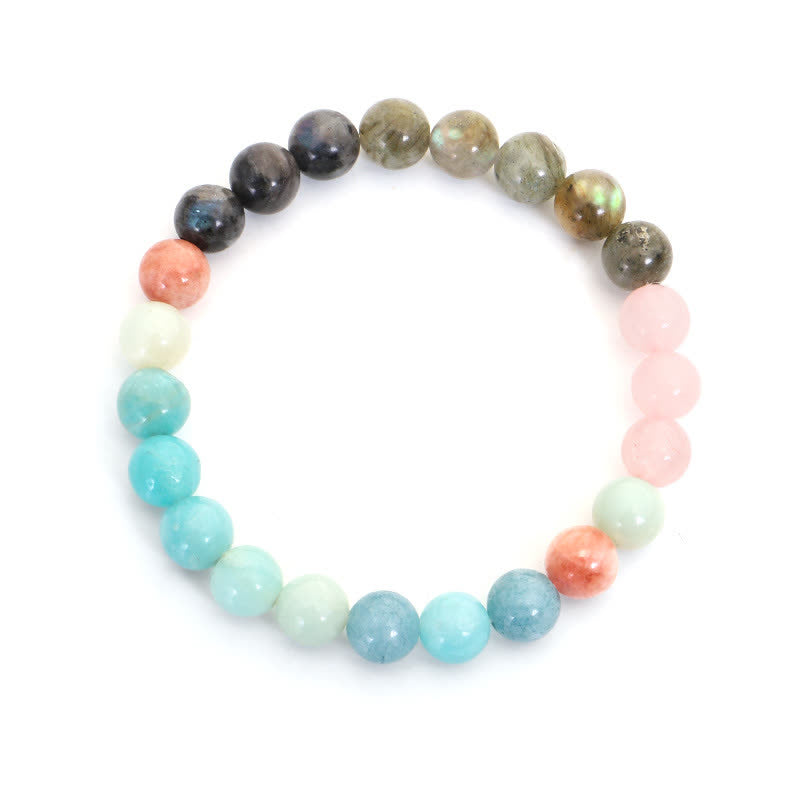 KarmaRipple's 108 Mala Beadwork Amazonite Black Glitter Stone'sitive Tassel Bracelet ( p8