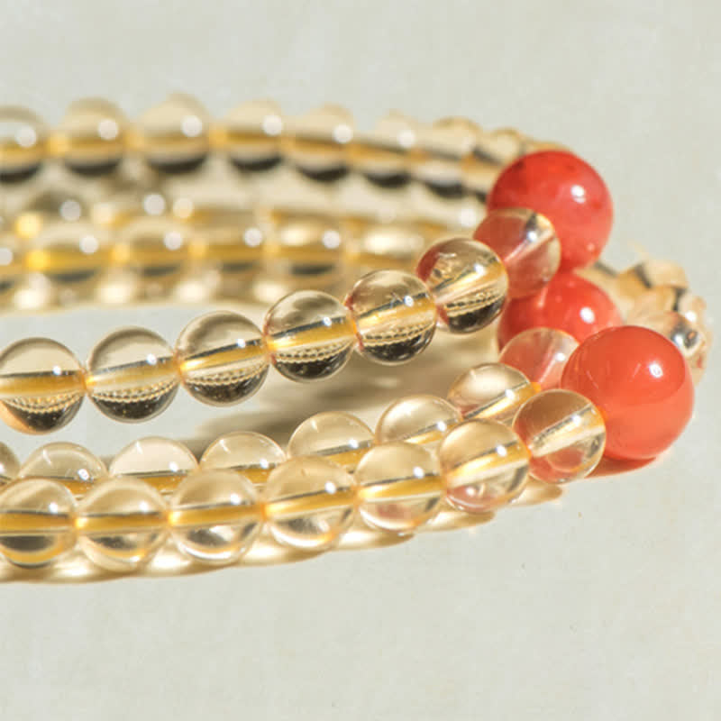 KarmaRipple's 108 Mala Beadwork 925 Sterling Silver Authentic Citrine Red Agate Ivory Jade Prosperity Talisman Bracelet p22