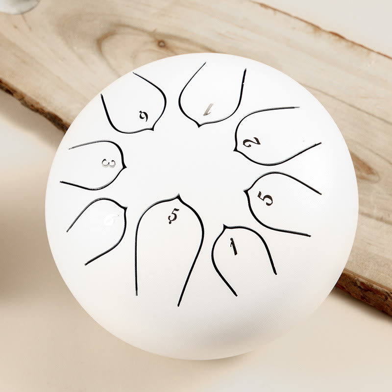 KarmaRipple's Steel Tongue Drum Sound Balancing Meditation Lotus Pattern Drum Kit 8 Note 6 Inch Percussion Instrument p32