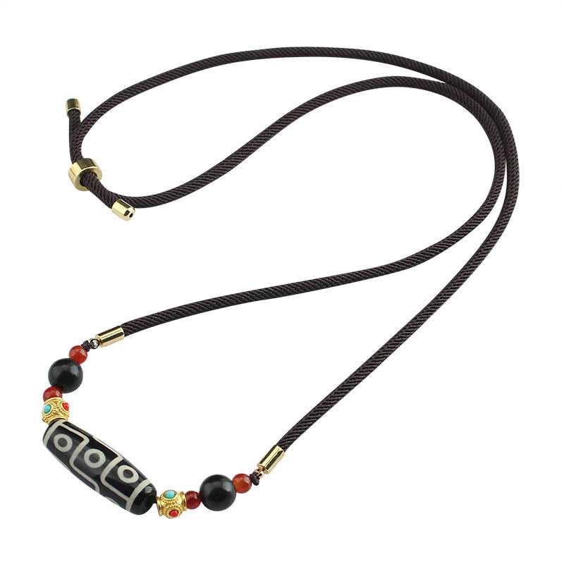 KarmaRipple's Tibetan Nine-Eye Dzi Bead Protection Blessings String Pendant Necklace p12