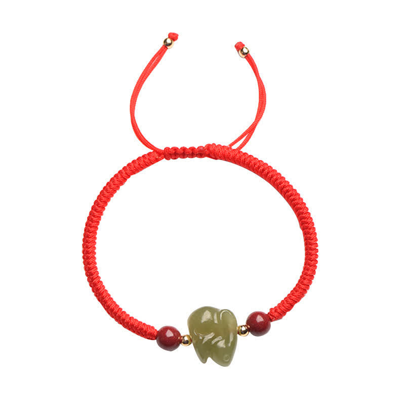 KarmaRipple's Year of the Rabbit Hetian Jade Bunny Cinnabar Beaded Abundance String Bracelet p10