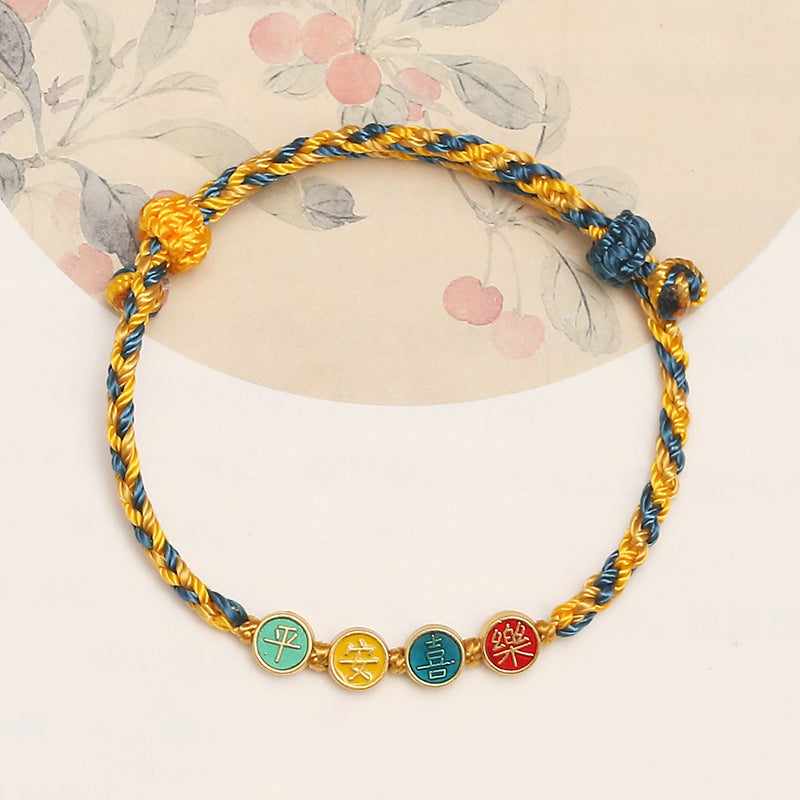 KarmaRipple's Handmade Dunhuang Color Thread Peace And Joy Protection Braid String Bracelet p14