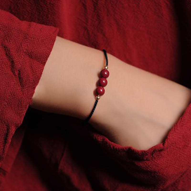 KarmaRipple's 14K Gold Plated Authentic Cinnabar Blessing String Woven Bracelet p7