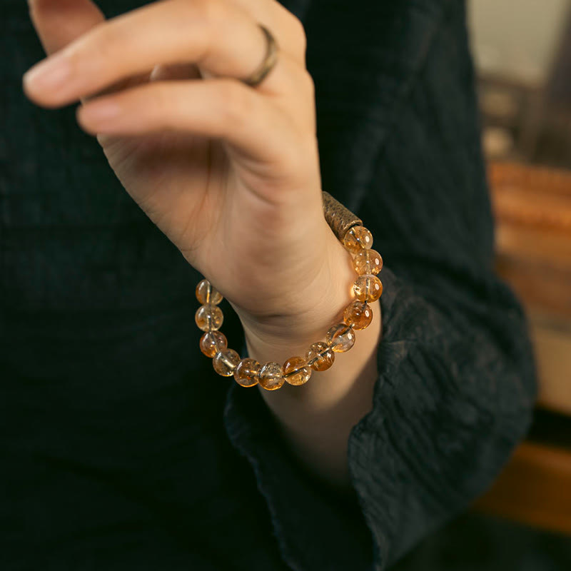 KarmaRipple's Authentic Citrine Gemstone Brass Bead Protection Bracelet p6