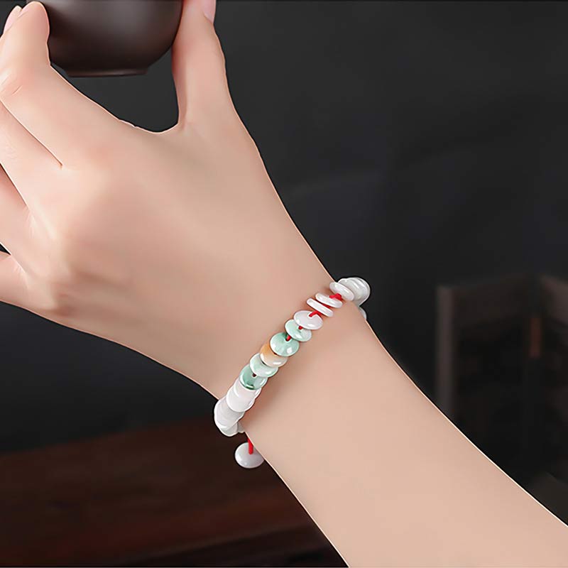 KarmaRipple's Round Jade Fortunate Red String Weave Bracelet p3