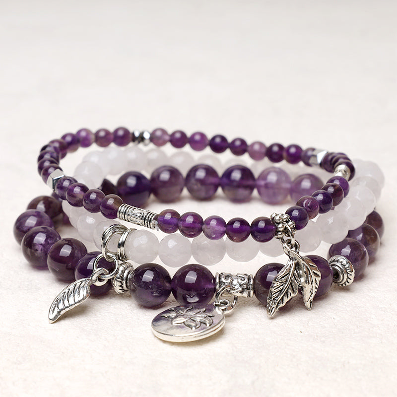 KarmaRipple's 3PCS Authentic Quartz Gemstone Beaded Balancing Energy Lotus Bracelet p1