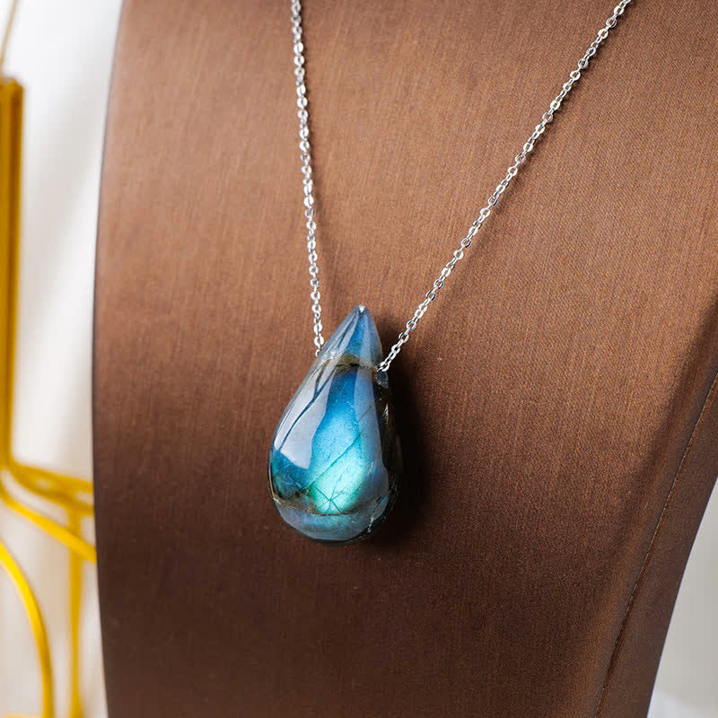 KarmaRipple's Labradorite Water Drop Support Balancing Pendant Necklace p4