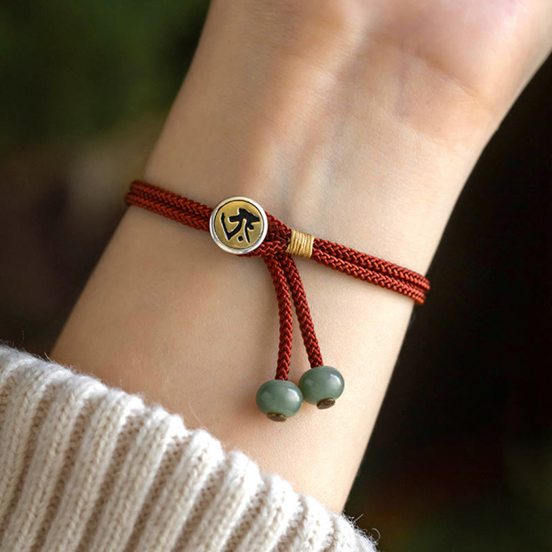 KarmaRipple's 925 Sterling Silver Handmade Chinese Zodiac Natal Buddha Cyan Bodhi Seed Protection Woven Red String Bracelet p27