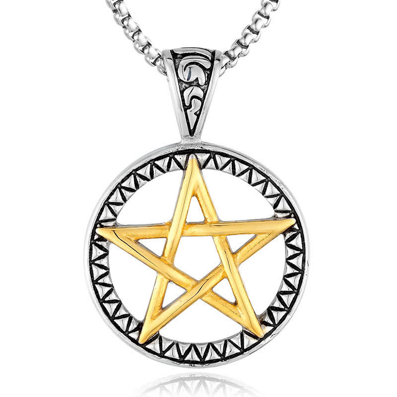 KarmaRipple's Pentagram Titanium Steel Balance Pendant Necklace p2
