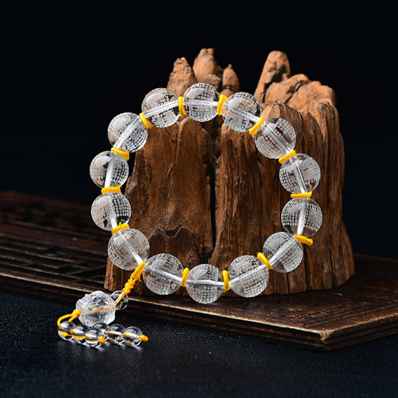 KarmaRipple's Tibet Ivory Gemstone Half Demon Half Buddha Heart Sutra Lotus Balancing Bracelet p5