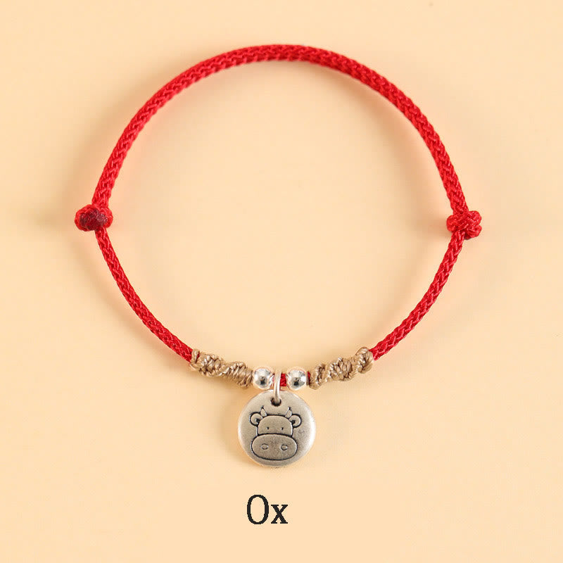 KarmaRipple's Handmade 999 Sterling Silver Year of the Dragon Cute Chinese Zodiac Fortune Woven Bracelet ( p3