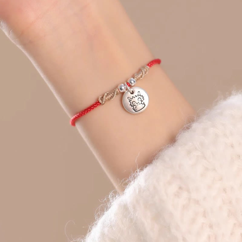 KarmaRipple's Handmade 999 Sterling Silver Year of the Dragon Cute Chinese Zodiac Fortune Woven Bracelet ( p31