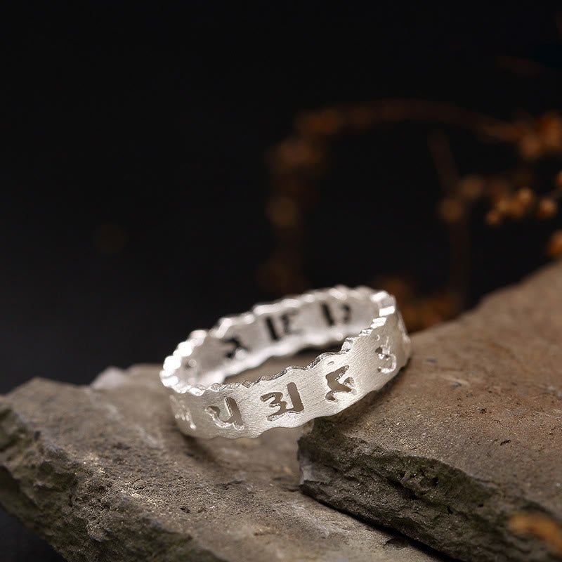 KarmaRipple's Tibetan 925 Sterling Silver Om Mani Padme Hum Peace Hollow Ring p1