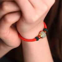 KarmaRipple's Tibetan Green Aventurine Fortune Braid String Bracelet