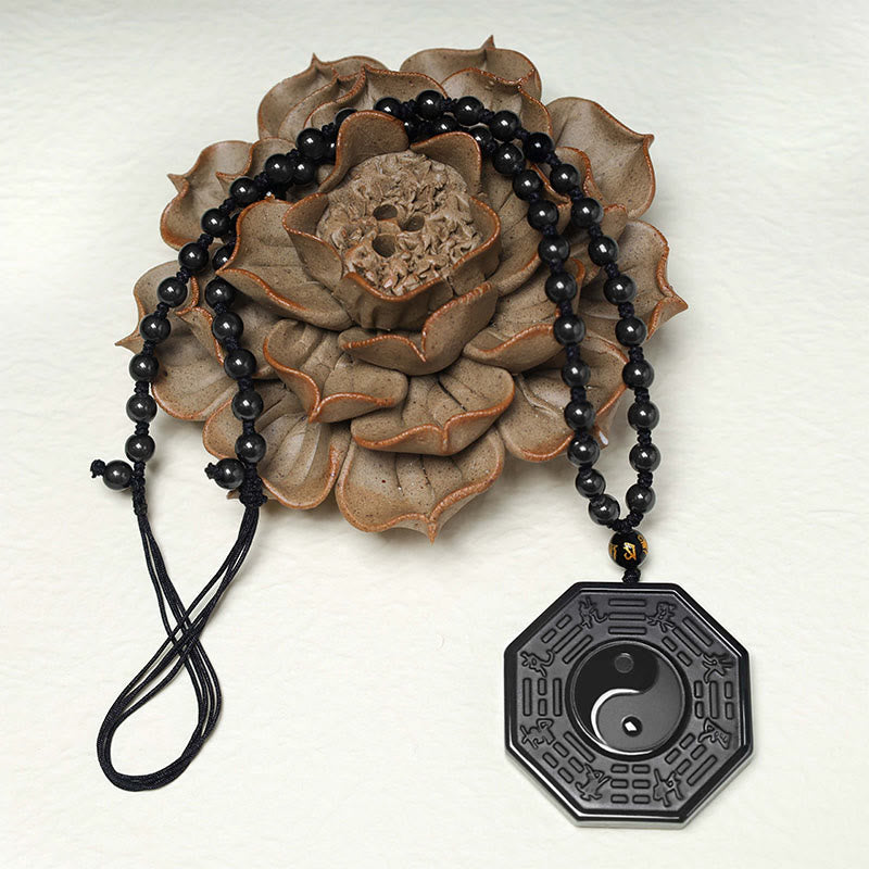 KarmaRipple's Black Obsidian Stone Yin Yang Necklace Pendant p5