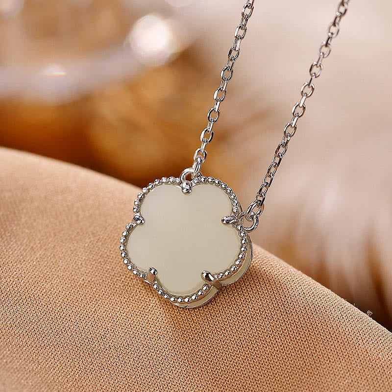 KarmaRipple's 925 Sterling Silver Plated Gold Authentic Hetian Jade Flower Fortune Pendant Necklace Ring Set p6