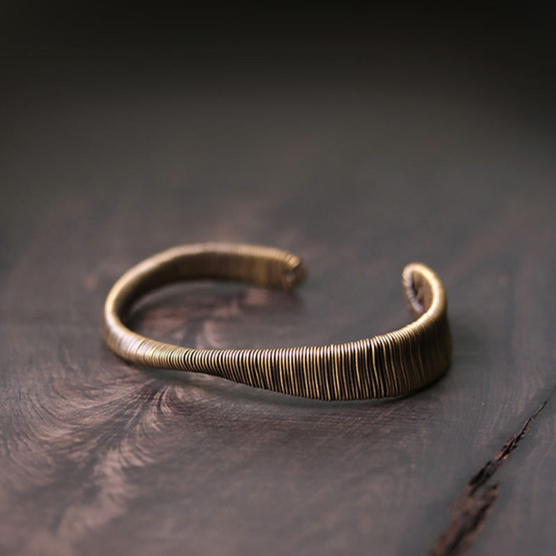 KarmaRipple's Simple Design Wrapped Bronze Fortune Wealth Adjustable Cuff Bracelet p6