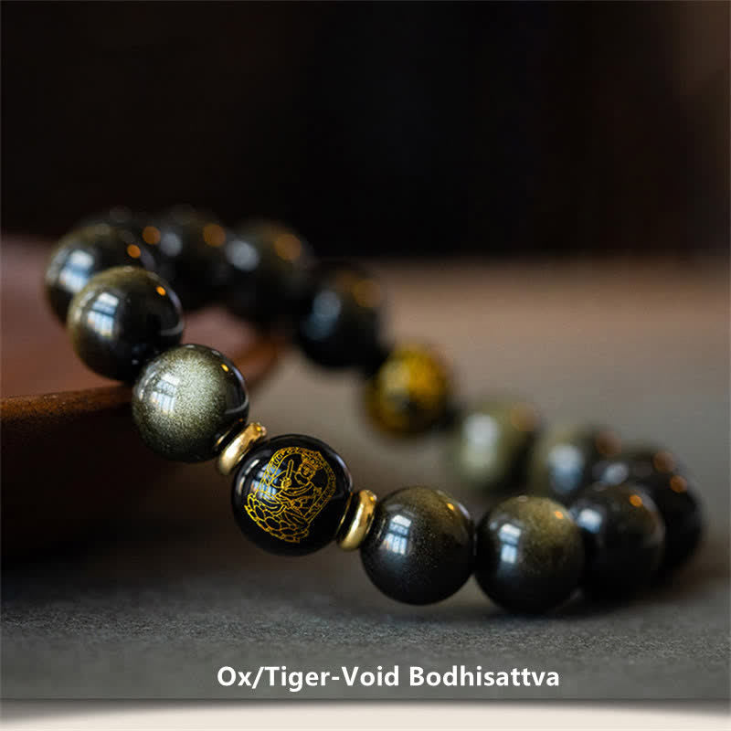 KarmaRipple's Chinese Zodiac Natal Buddha Gold Sheen Obsidian Wealth Protection Bracelet p29