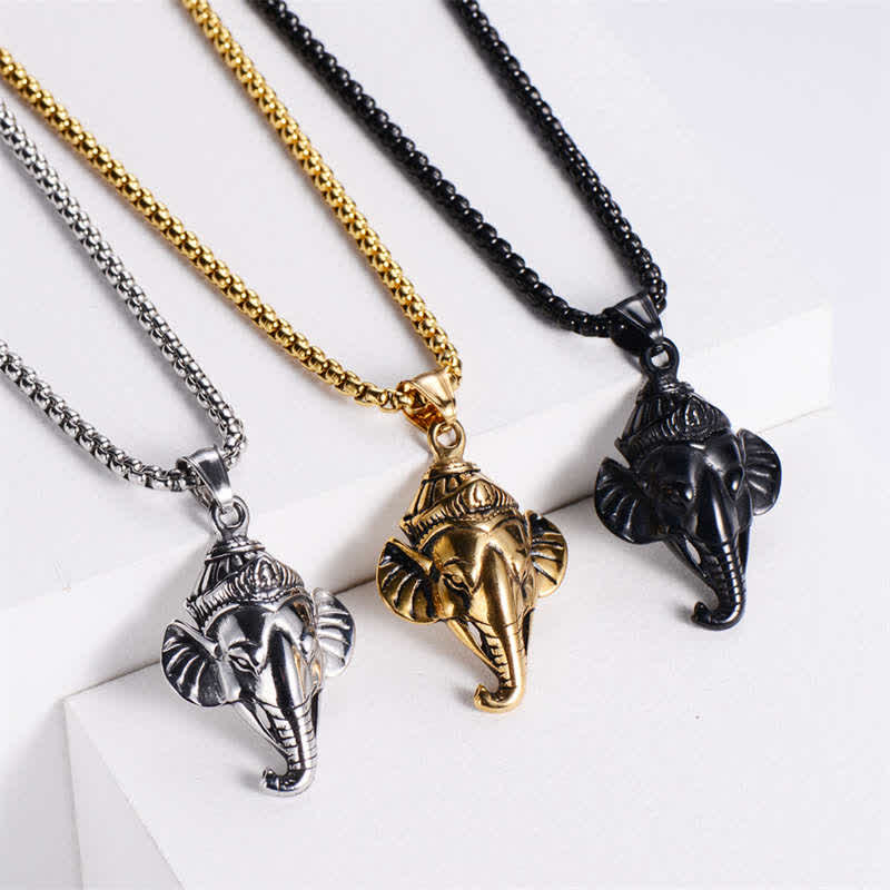 KarmaRipple's Ganesh Ganpati Elephant Titanium Steel Protection Necklace Pendant p4