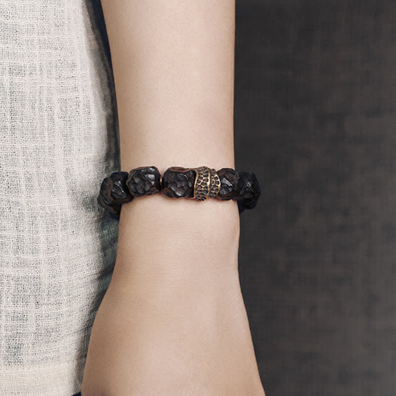 KarmaRipple's Ebony Wood Bronze Peace Balance Pair Bracelet p4