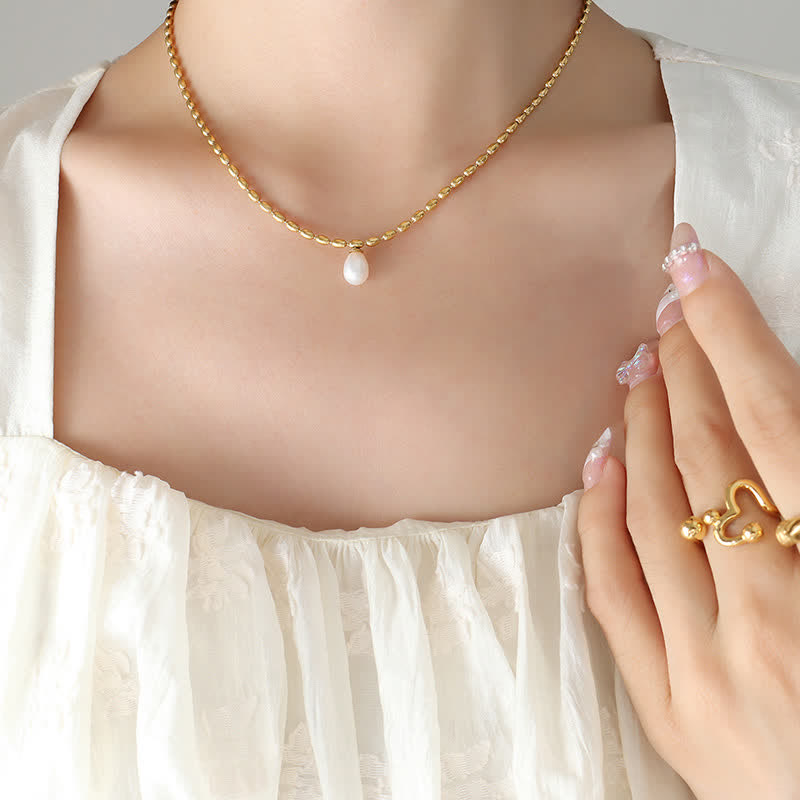 KarmaRipple's Pearl Bead Peace Pendant Necklace p3