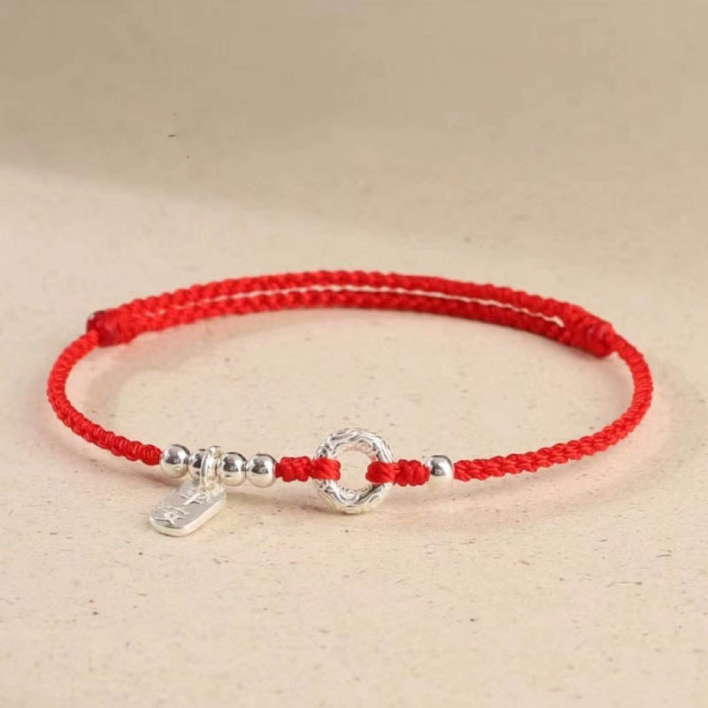 KarmaRipple's 925 Sterling Silver Auspicious Clouds Peace Buckle Safe And Sound Bracelet Anklet ( p2
