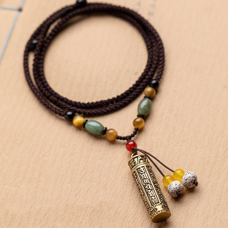 KarmaRipple's Buddhastoneshop Tibet Om Mani Padme Hum Agate Shurangama Sutra Protection Pendant Necklace p15