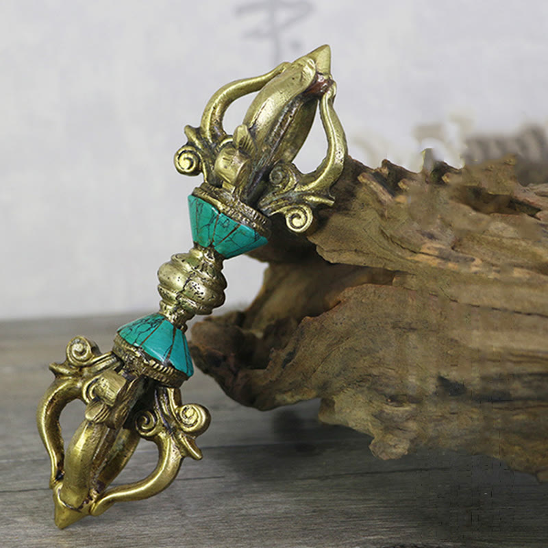 KarmaRipple's Tibetan Five Prong Vajra Dorje Handcrafted Nepal Spiritual Power Bronze Decoration p2