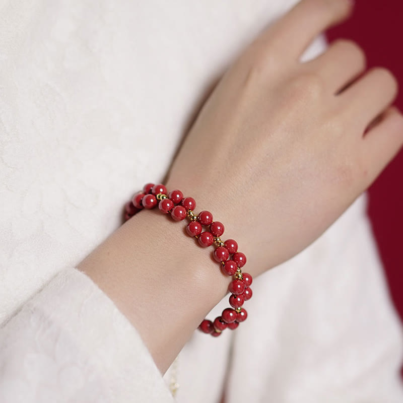KarmaRipple's Authentic Cinnabar Beaded Blessing Bracelet p13