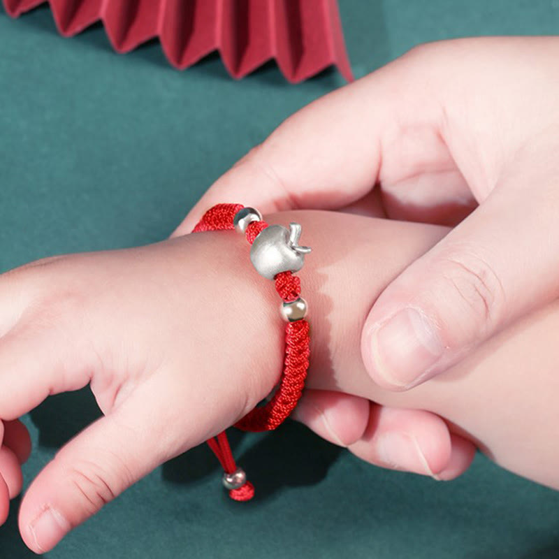 KarmaRipple's 999 Sterling Silver Apple Red Multicolored Rope Fortune Protection Handcrafted Kids Bracelet p11