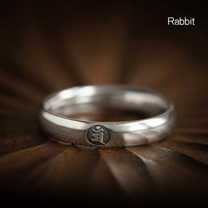 KarmaRipple's 925 Sterling Silver Chinese Zodiac Natal Buddha Blessing Pair Ring p37