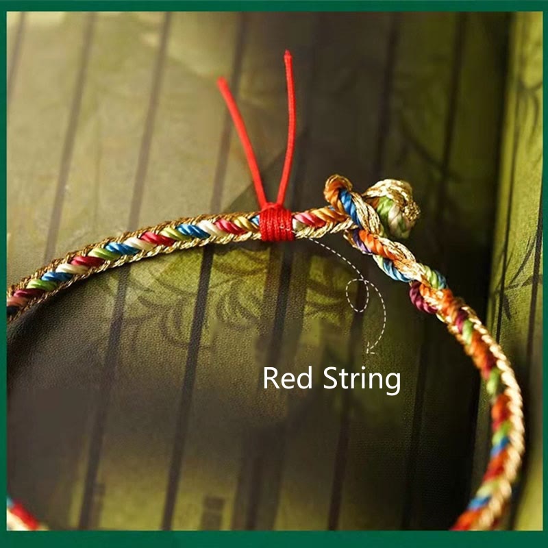 KarmaRipple's 925 Sterling Silver Fu Character Zongzi Pattern Multicolored String Fortune Handmade Woven Bracelet p20