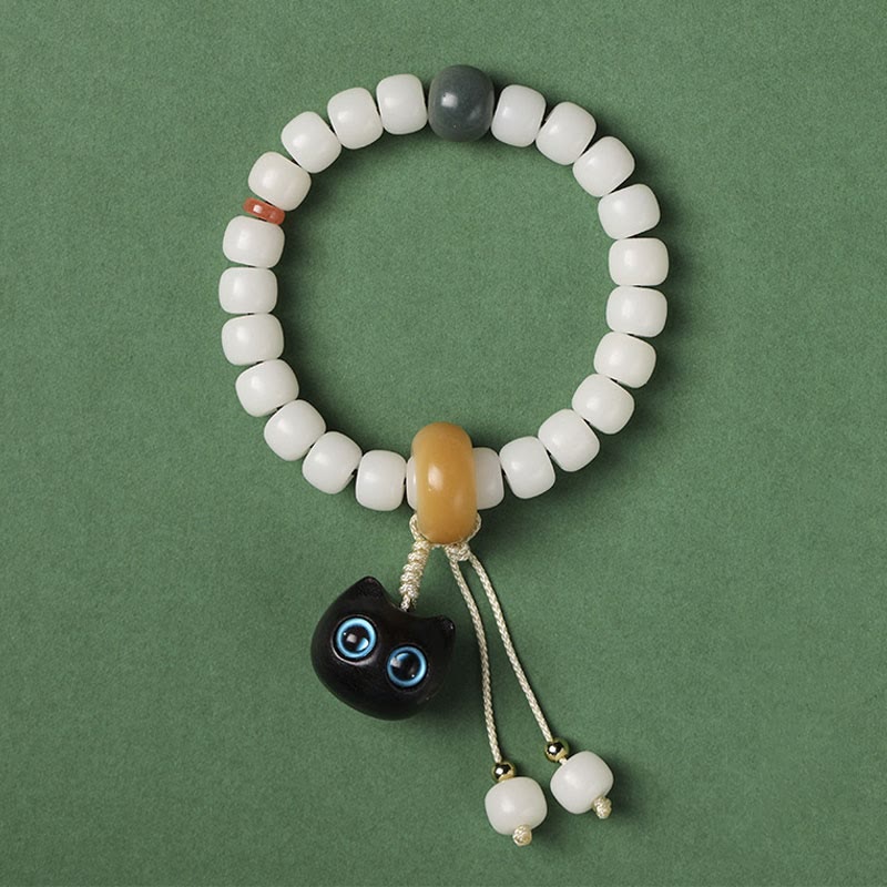 KarmaRipple's Authentic Bodhi Seed African Blackwood Lovely Cat Talisman Peace Balance Bracelet p11