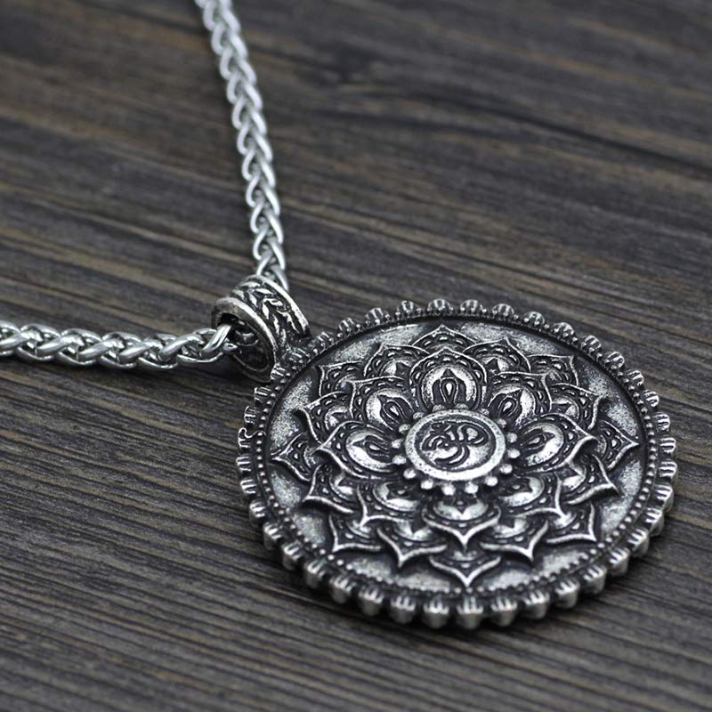 KarmaRipple's Six True Words Love Peace Flower Pattern Pendant ( p4