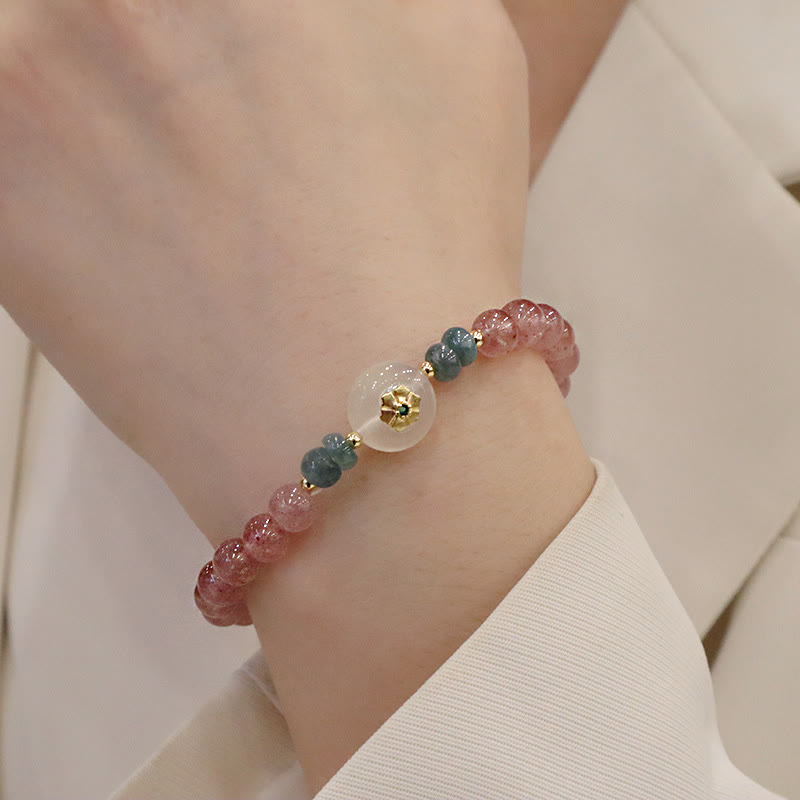 KarmaRipple's Authentic Strawberry Quartz Chalcedony Jade Balancing Bracelet p5