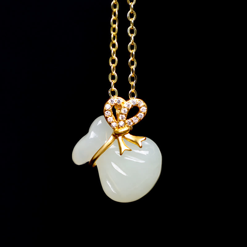 KarmaRipple's Authentic Hetian Ivory Jade Fortune Money Bag Pendant Necklace p8