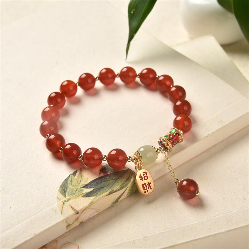 KarmaRipple's Authentic Red Agate Jade Confidence Fortune Blessing Talisman Bracelet p10