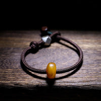 KarmaRipple's 925 Sterling Silver Chinese Zodiac Natal Buddha Authentic Amber Clear Anxiety Bracelet