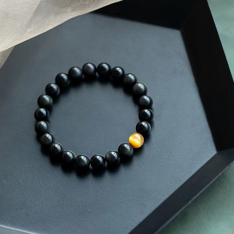 KarmaRipple's Authentic Rainbow Obsidian Tiger Eye Positive Love Bracelet p11