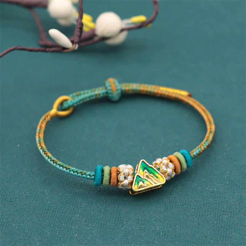 KarmaRipple's Handmade Eight Thread Peace Weave Peach Blossom Weave Fortune Rope Woven Bracelet p21